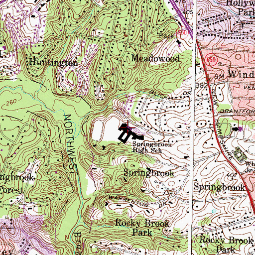 Topographic Map of Springbrook High School, MD