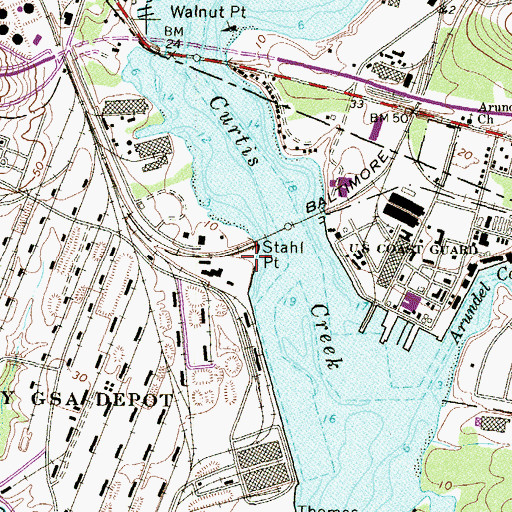 Topographic Map of Stahl Point, MD