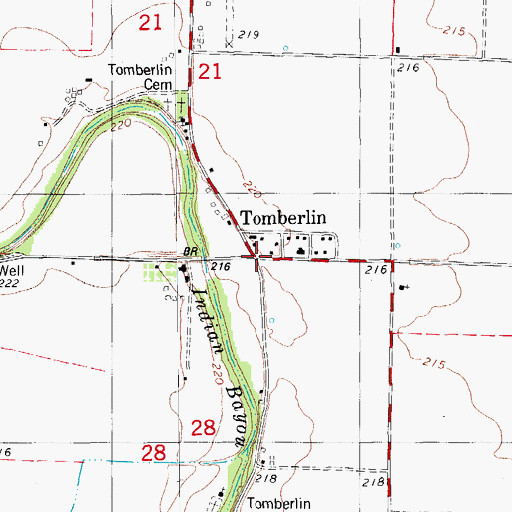 Topographic Map of Tomberlin, AR