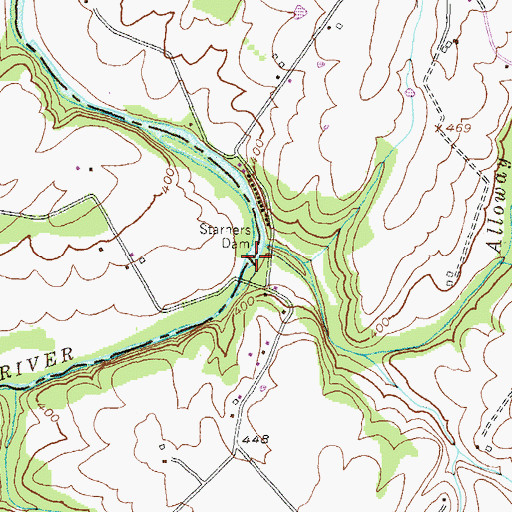Topographic Map of Starners Dam, MD