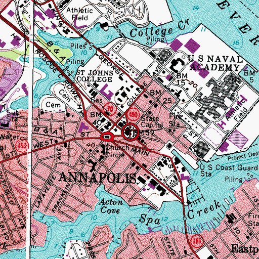 Topographic Map of Maryland State House, MD