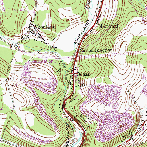 Topographic Map of Staub Run, MD