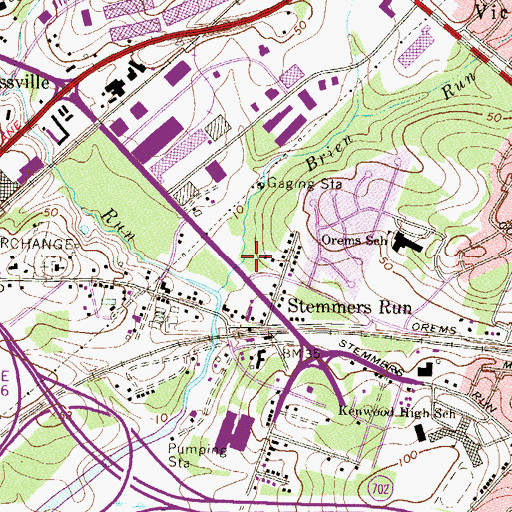 Topographic Map of Stemmers Run, MD