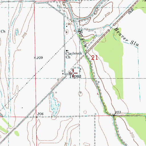 Topographic Map of Topaz, AR