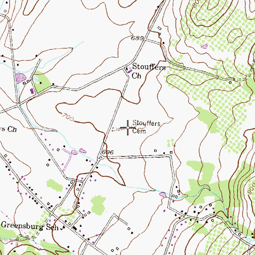 Topographic Map of Stouffers Cemetery, MD