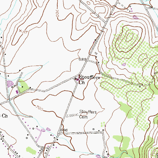 Topographic Map of Stouffers Church, MD