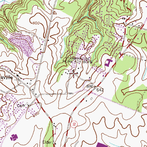 Topographic Map of Strawbridge Home for Boys, MD