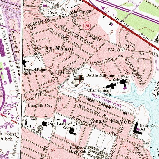 Topographic Map of General John Stricker Middle School, MD