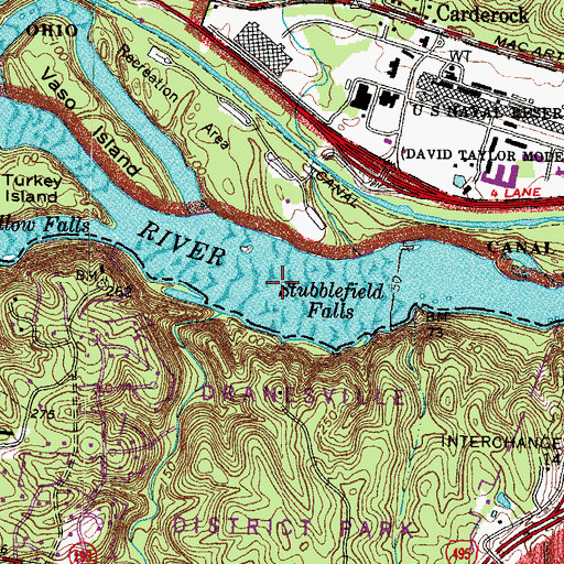Topographic Map of Stubblefield Falls, MD