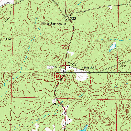 Topographic Map of Troy, AR