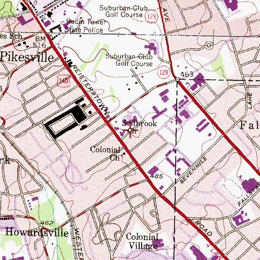 Topographic Map of Sudbrook Methodist Church, MD