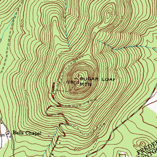 Topographic Map of Sugar Loaf Mountain, MD