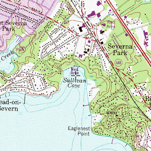 Topographic Map of Sullivan Cove, MD