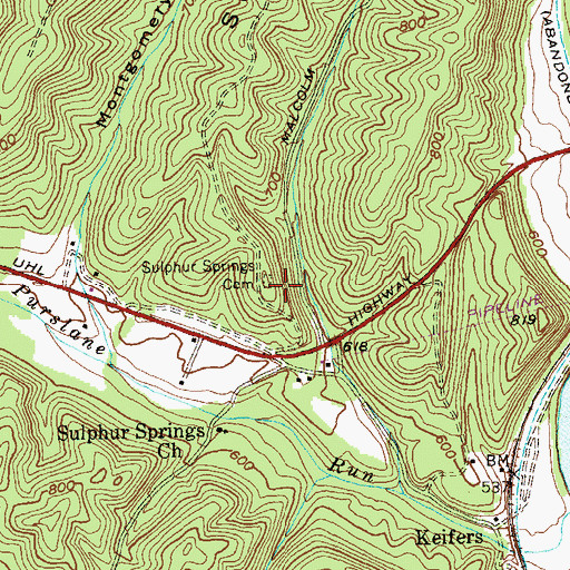 Topographic Map of Sulphur Springs Cemetery, MD