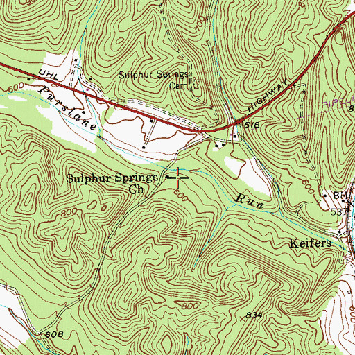 Topographic Map of Sulphur Springs United Methodist Church, MD