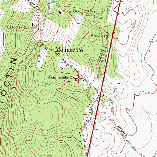 Topographic Map of Sunnyside Church, MD