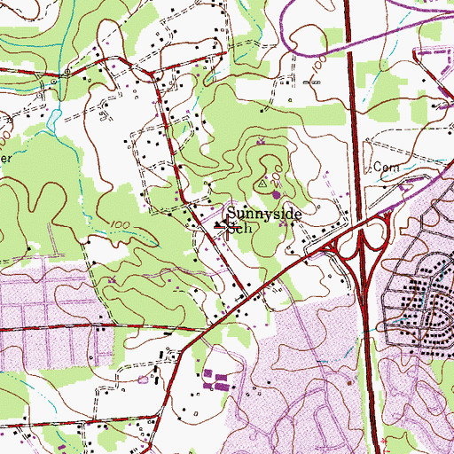 Topographic Map of Sunnyside School, MD