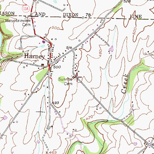 Topographic Map of Sunrise Cemetery, MD