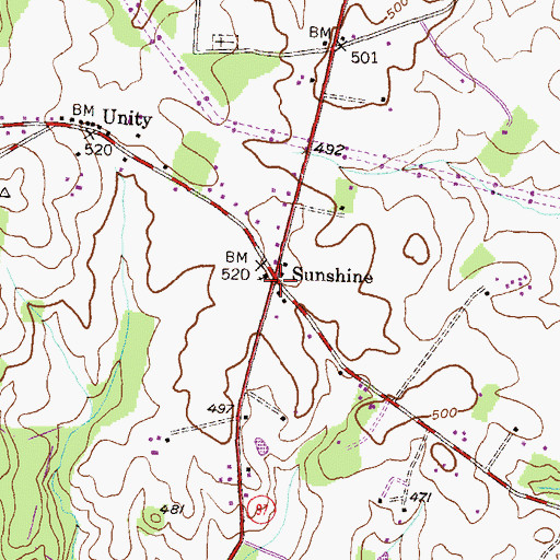 Topographic Map of Sunshine, MD