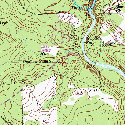 Topographic Map of Swallow Falls School, MD