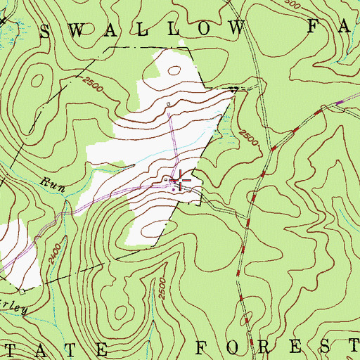 Topographic Map of Swallow Falls State Forest, MD