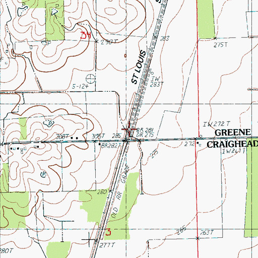 Topographic Map of Tunis, AR