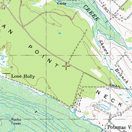 Topographic Map of Swan Point Neck, MD