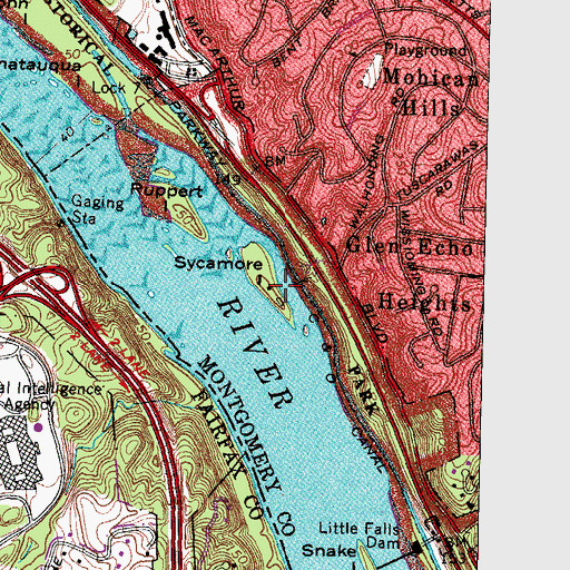 Topographic Map of Sycamore Island, MD