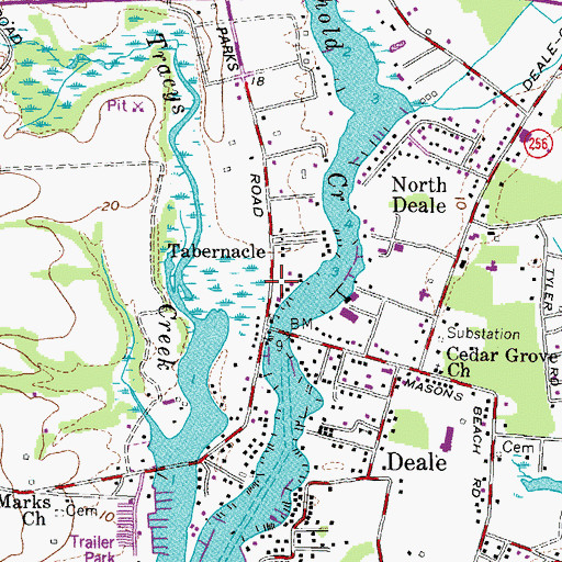 Topographic Map of Tabernacle, MD