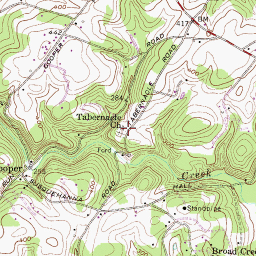Topographic Map of Tabernacle Church, MD