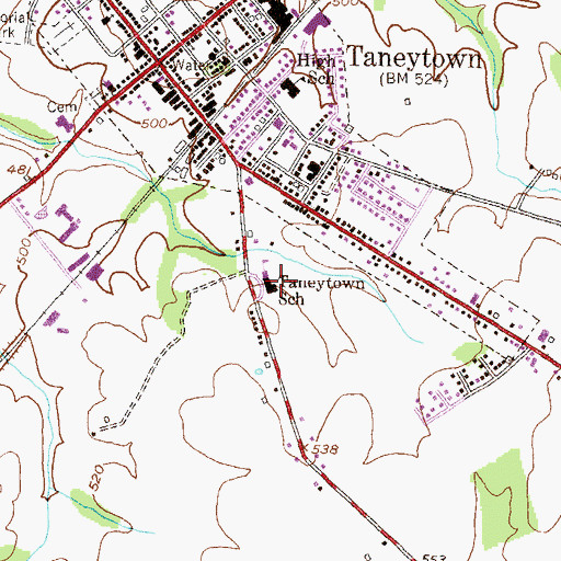 Topographic Map of Taneytown Elementary School, MD