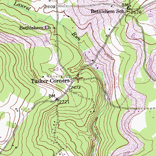 Topographic Map of Tasker Corners, MD