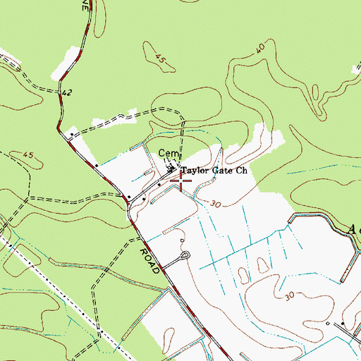 Topographic Map of Taylor Gate Church, MD
