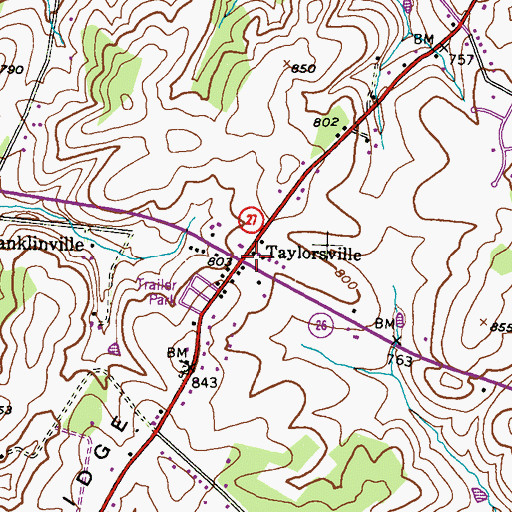 Topographic Map of Taylorsville, MD