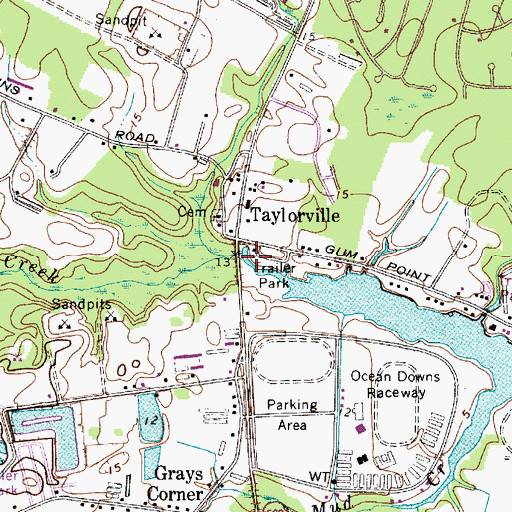 Topographic Map of Taylorville Creek, MD