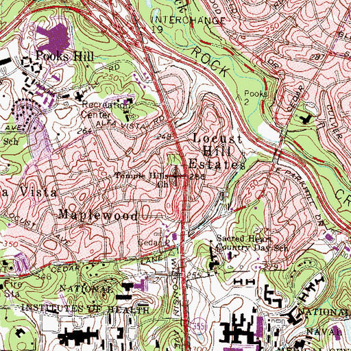 Topographic Map of Temple Hills Church, MD