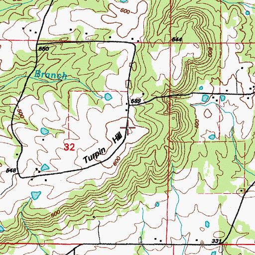 Topographic Map of Turpin Hill, AR