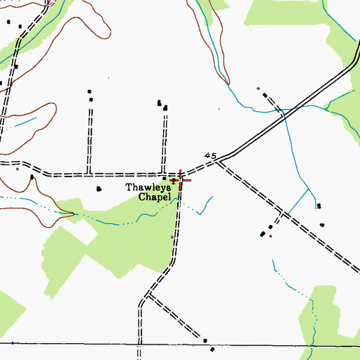 Topographic Map of Thawleys Chapel, MD