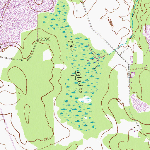 Topographic Map of The Glades, MD