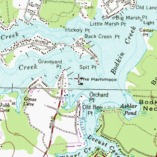 Topographic Map of The Hammock, MD
