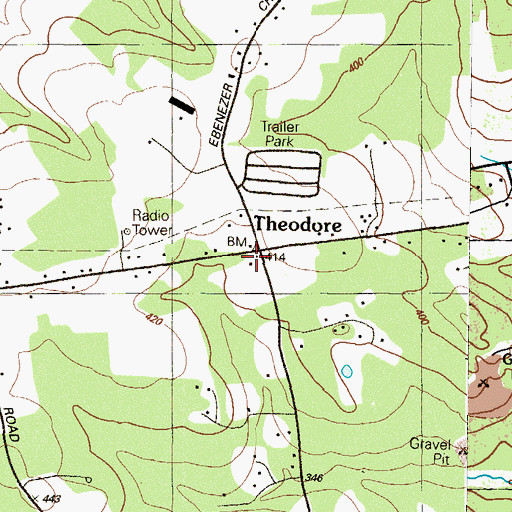 Topographic Map of Theodore, MD