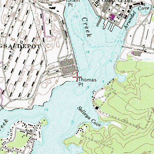 Topographic Map of Thomas Point, MD