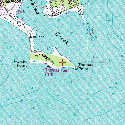 Topographic Map of Thomas Point Park, MD