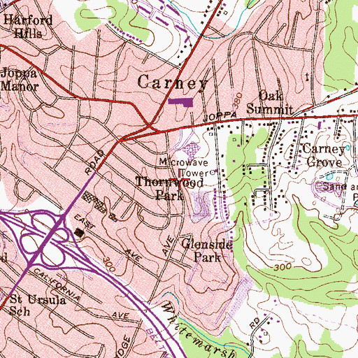 Topographic Map of Thornwood Park, MD