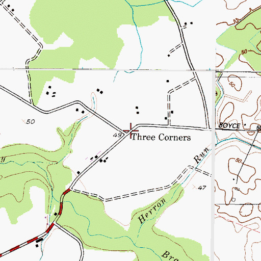 Topographic Map of Three Corners, MD