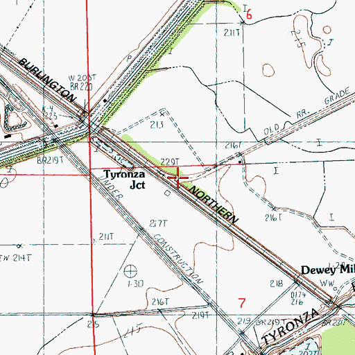 Topographic Map of Tyronza Junction, AR