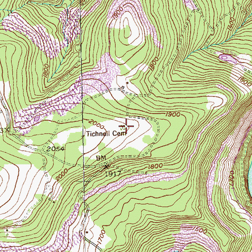 Topographic Map of Tichnell Cemetery, MD