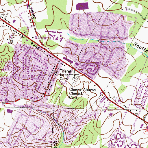 Topographic Map of Tifereth Israel Cemetery, MD