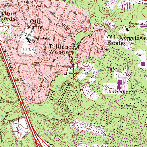 Topographic Map of Tilden Park, MD
