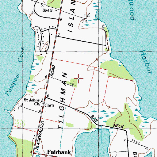 Topographic Map of Tilghman Island, MD